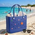 thumbnail image 6 of Waterproof Rubber Beach Tote Bag, Extra Large Sandproof Pool Bag for Women, Easy to Clean Portable Handbag for Travel, Comes with Waterproof Bag and 7 Cartoon Accessories  (Royal Blue), 6 of 7