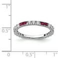 thumbnail image 3 of Sterling Silver Rhodium-plated Created Ruby and Round CZ Band QR7027, 3 of 6