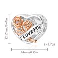 thumbnail image 4 of 925 Sterling Silver Two-Tone Rose Heart Charm For Bracelets & Bangle Pendant Jewelry, 4 of 5