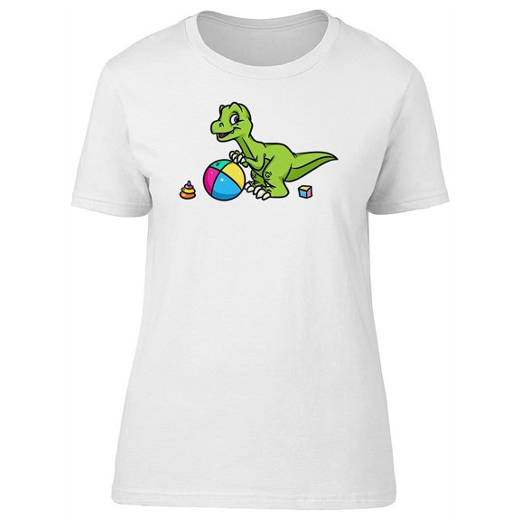 Dinosaur Playing With Toys T-Shirt Women -Image by Shutterstock, Female XX-Large