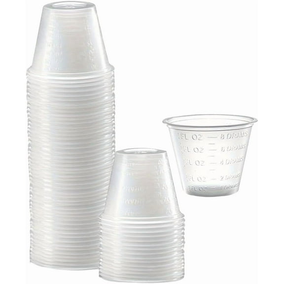 20Pcs Clear Graduated Plastic Disposable Cups 30ml Small Coffee Cups 49x35mm Mini Transparent Drinking Containers for Parties Events Cold Drink Juice Beverage Tasting