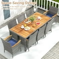 thumbnail image 4 of Costway 9 PCS Patio Dining Set for 8 Table and PE Rattan Chairs with 2" Umbrella Hole Navy, 4 of 10