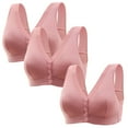 thumbnail image 2 of POIUYTR 3Pack Daisy Bra for Seniors, Front Snap Closure Bras for Women Full Coverage Easy Close Bra for Mom Grandma, 2 of 3