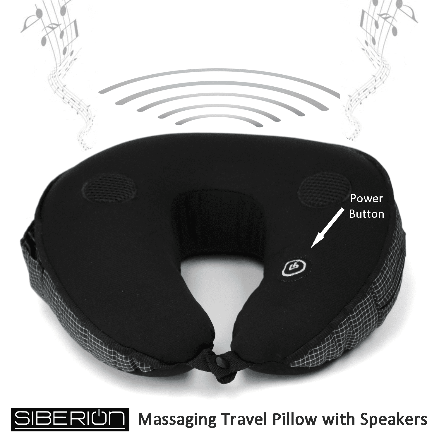 Fabric Blue Vibrating Microbead Neck Massage Travel Pillow For Home, Office