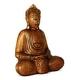 thumbnail image 5 of Wooden Sitting Buddha "Dhyana Mudra" Statue Handmade Meditating Sculpture Figurine Decorative Home Decor Accent Rustic Art Traditional Modern Oriental Decor Size: 8" TALL X 7" WIDE X 3.5" DEEP, 5 of 8