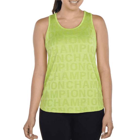 Champion Women's Racerback Logo Print Active Performance Tank Top-Green / S