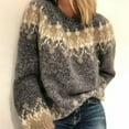 thumbnail image 2 of Female'S Fair Sweater Vintage Chunky Crewneck Long Sleeve Knit Pullover Oversized Warm Mohair Sweaters Gray M, 2 of 4