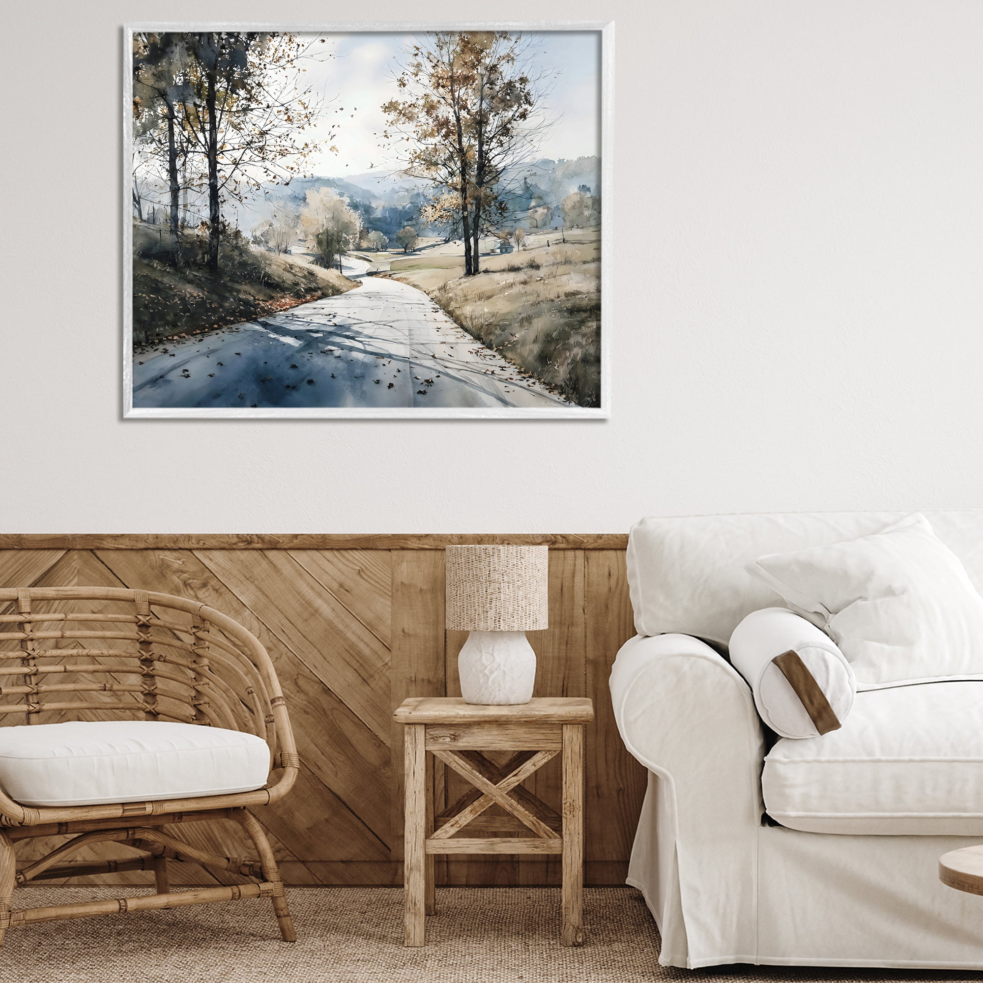 Stupell Industries Country Road in Autumn White Framed Giclee Art, design by Franklyn Gregory