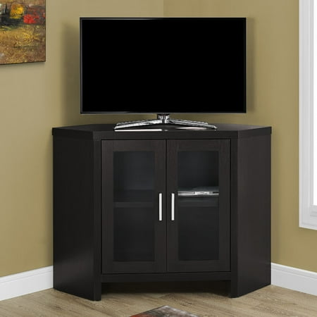 Monarch Tv Stand Cappuccino Corner With Glass Doors For Tvs Up To
