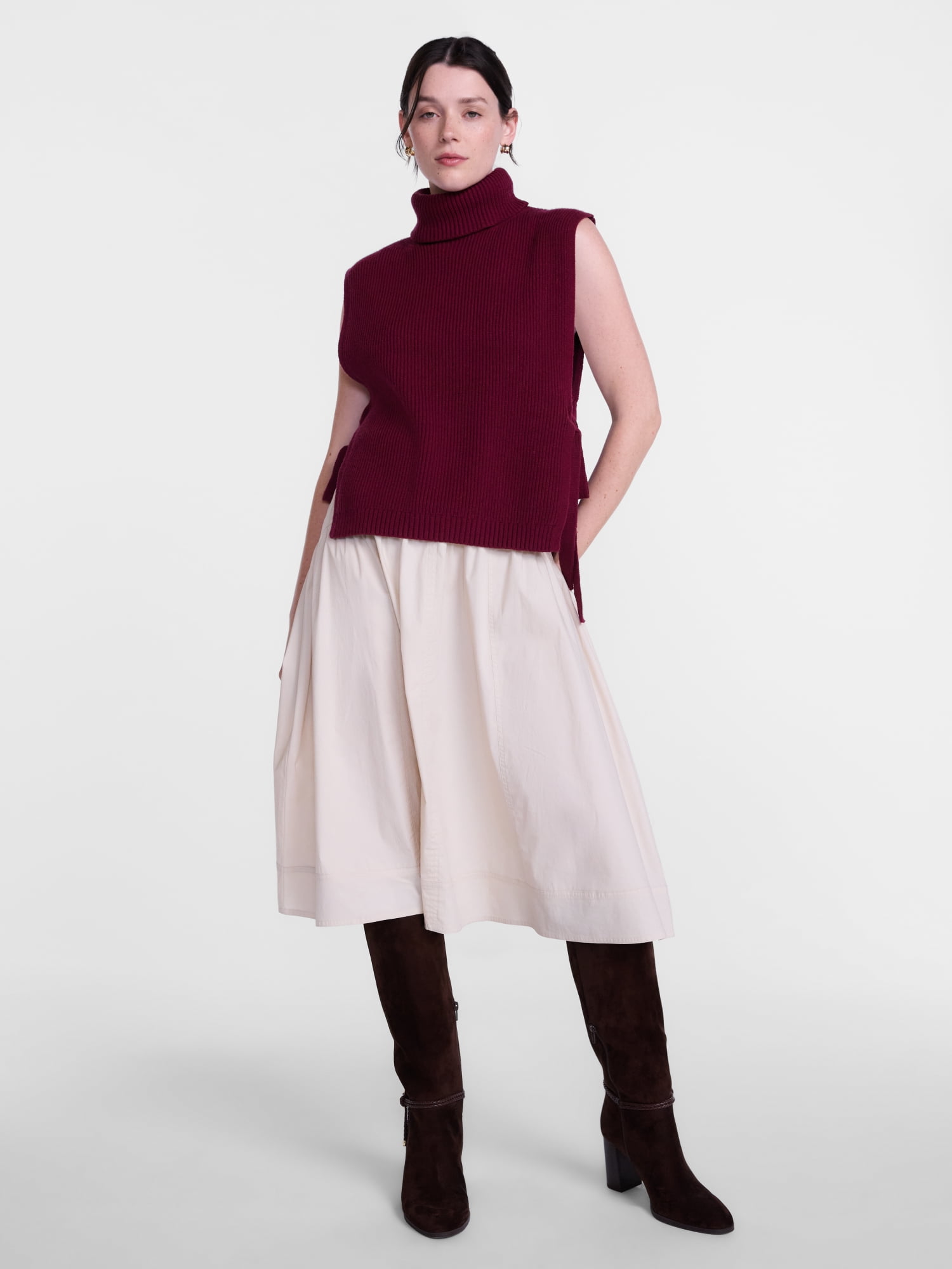 Scenario Women's Turtleneck Sweater Vest, Lightweight, Sizes S-XXXL