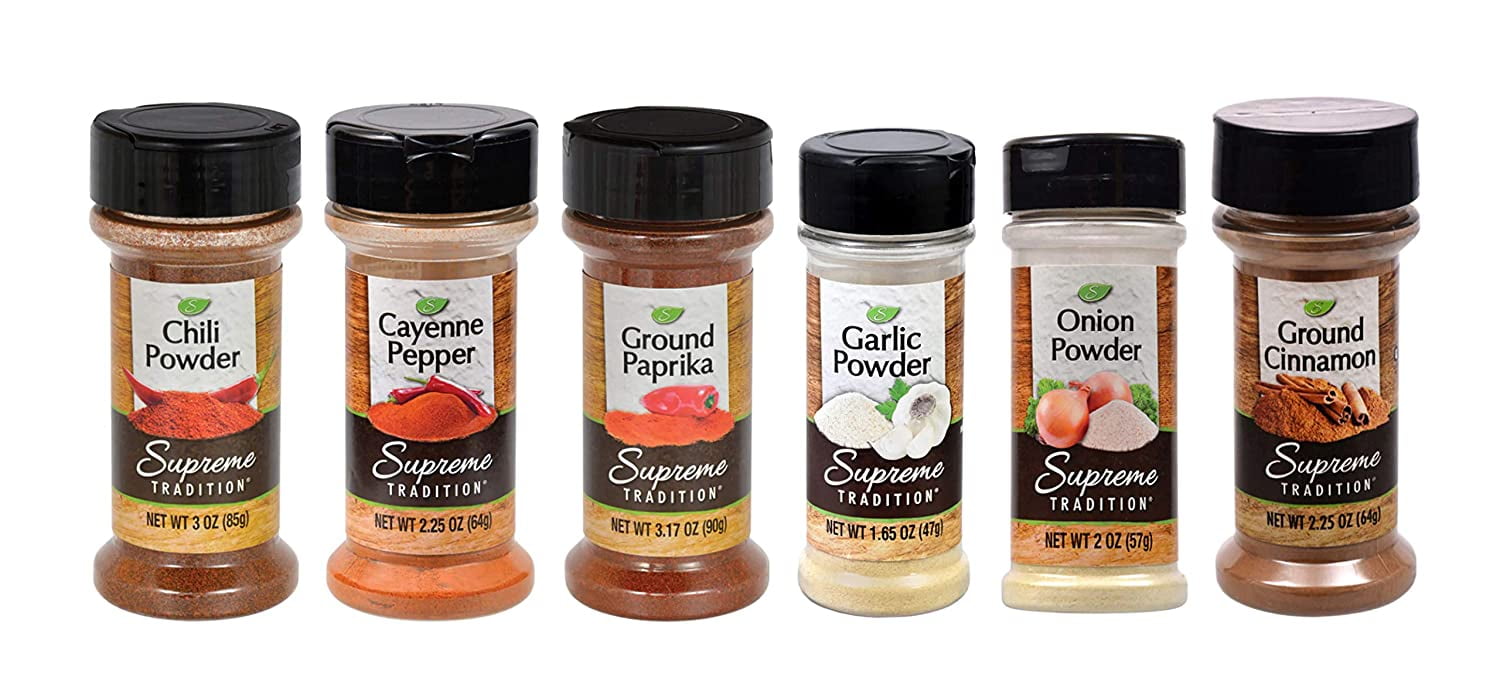 Spice Supreme Basic Seasoning Starter 5 Piece Gift Set | Italian Seasoning,  Chili Powder, Garlic Powder, Onion Powder, Paprika | Blank June Street