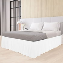 PiccoCasa Polyester Brushed Bed Skirt with Elastic Dust Ruffles 16" Drop, Full Snow White