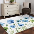 thumbnail image 4 of Blue Poppy Area&nbsp;Rug 2.7x5ft Watercolor Flowers Non-Slip&nbsp;Washable Square&nbsp;Rugs Soft Felt Indoor Floor Mat for Bedroom Kitchen Living Room Bathroom, 4 of 9