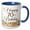 Blue/White, variant on 3drose, Happy 70th Birthday with Peach Flowers, 15oz Two-tone Blue Mug