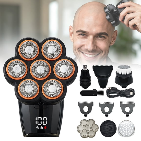 Bald Head Shavers for Men - 7D Electric Razor 10000 Rpm Mens Head Shaver, Led Display Ipx7 Waterproof Wet Dry Warm Gold, Rotary Shaving Kit, Bald Head Shaver Electric Shaver Rotary Shaver 1PC*1