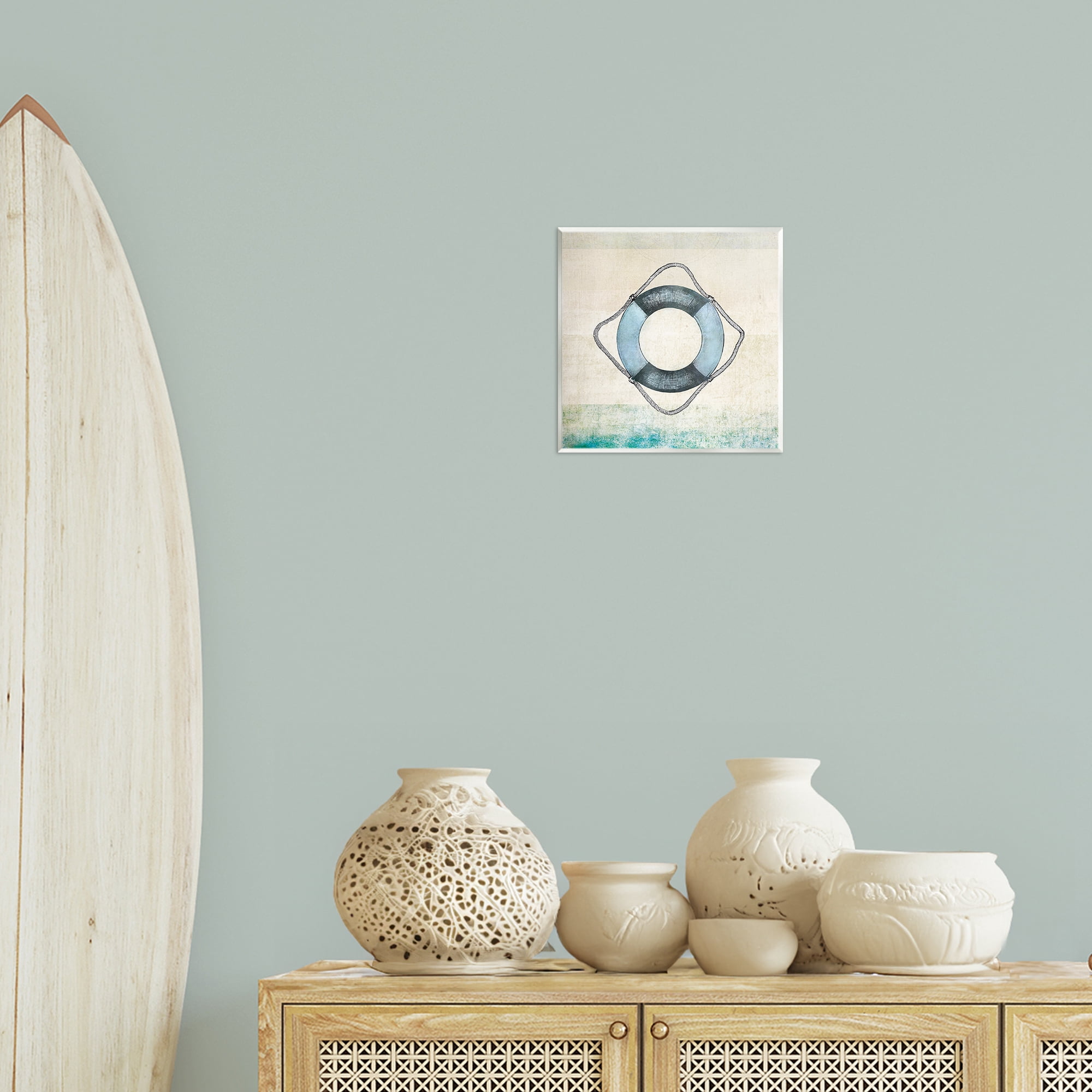 Stupell Industries Rustic Maritime Life Ring Nautical & Beach Painting Unframed Art Print Wall Art, 12 x 12