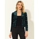thumbnail image 5 of INSPIRE CHIC Chaqueta De Traje De Oficina De Negocios Con Solapa Y 1 Botón De Terciopelo Para Mujer Estrella Verde Oscuro S, 5 of 6