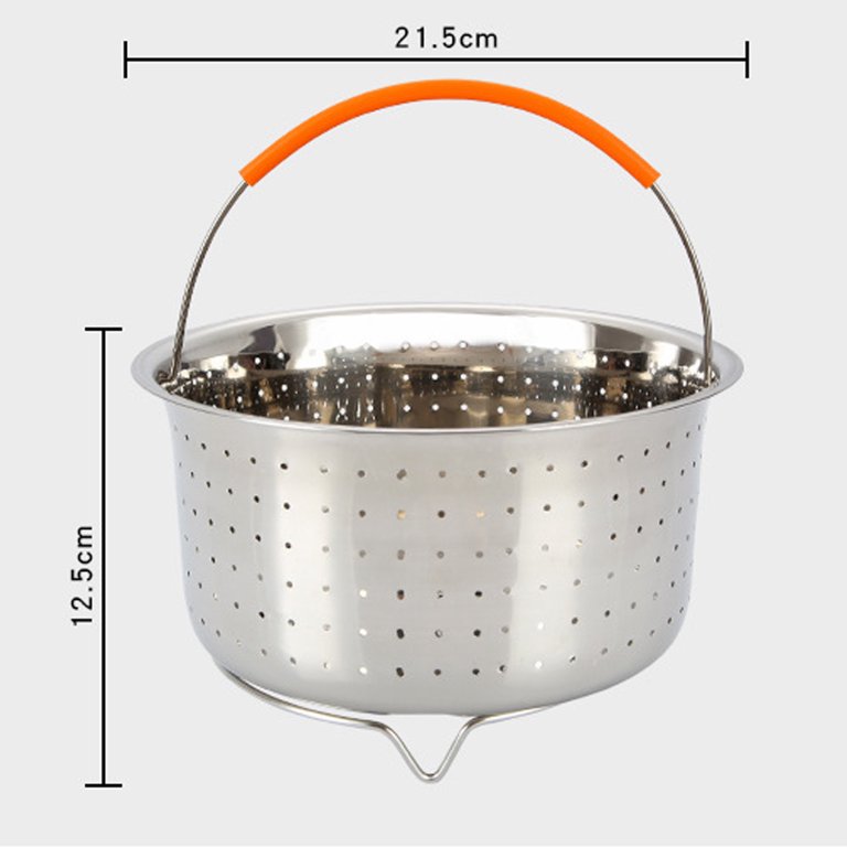 Stainless Steel Steamer Basket Metal Steamer Insert Steaming Rack Vegetables Fruit Colander Strainer with Handle, Silver