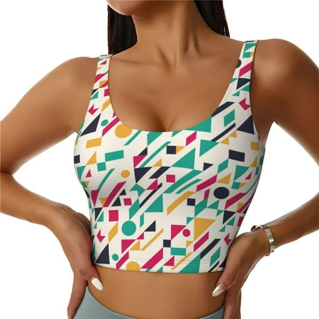 Jgfou Colorful Spots Print Womens Sports Bra - Padded Workout Sports Bras Crop Tank Top