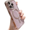 thumbnail image 7 of Magnetic Series Designed for iPhone Case,[Compatible with MagSafe][Military Drop & Camera Lens Protection],Luxury Glitter Electroplated Bumper Soft Shockproof Cover (Silver,iPhone 12 Pro Max), 7 of 7