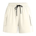 thumbnail image 6 of Women's Lightweight Nylon Spandex Work Shorts, Elastic Waist Tummy Control with Zippered Pockets, Quick Dry Breathable Stretch, Outdoor Leisure Hiking Running Travel, Athletic, 6 of 7