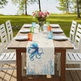 thumbnail image 4 of Table Runners 108 Inches Long Dress Scarves, Blue Octopus Coastal Farmhouse Coffee/Dining/Kitchen Table Runner for Living Room, Coral Summer Beach Nautical Ocean Beige 13x108 Inch, 4 of 9