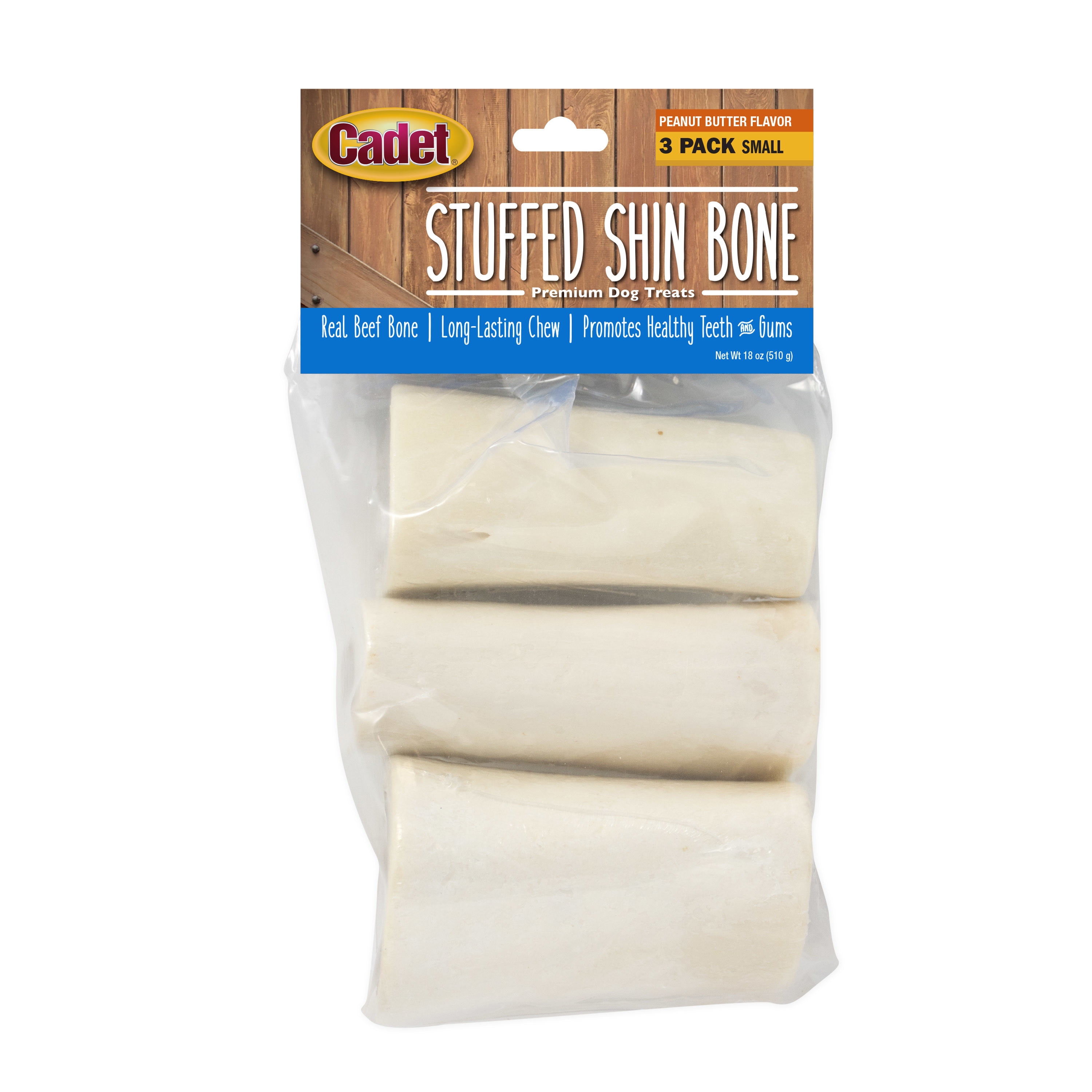 Cadet Stuffed Shin Bone for Dogs Peanut Butter Flavor Small - Walmart.com - Walmart.com