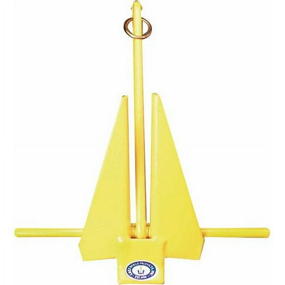 Greenfield Ancre de Bateau 669-11-Y Traditionnelle; Style Antidérapant Fluke; Supporte jusqu'à 24 Pieds de Longueur de Bateau; 11 Livres; Revêtue de PVC; Jaune; Fonte; Ancre Seulement