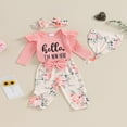 thumbnail image 3 of Floral Pants and Hat Bow Headband Set for Girl‘s Long Sleeve Romper, 3 of 8