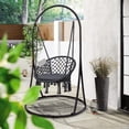 thumbnail image 3 of SUNCREAT  Polycotton Hammock Swing Chair with Stand, Hanging Chair Outdoor with Stand, 330 lbs Capacity, Patent Pending, Gray, 3 of 7