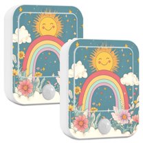 Yayeee 2-Pack Plug in LED Night Lights with Light Sensors Motion Detectors, Blue Rainbow