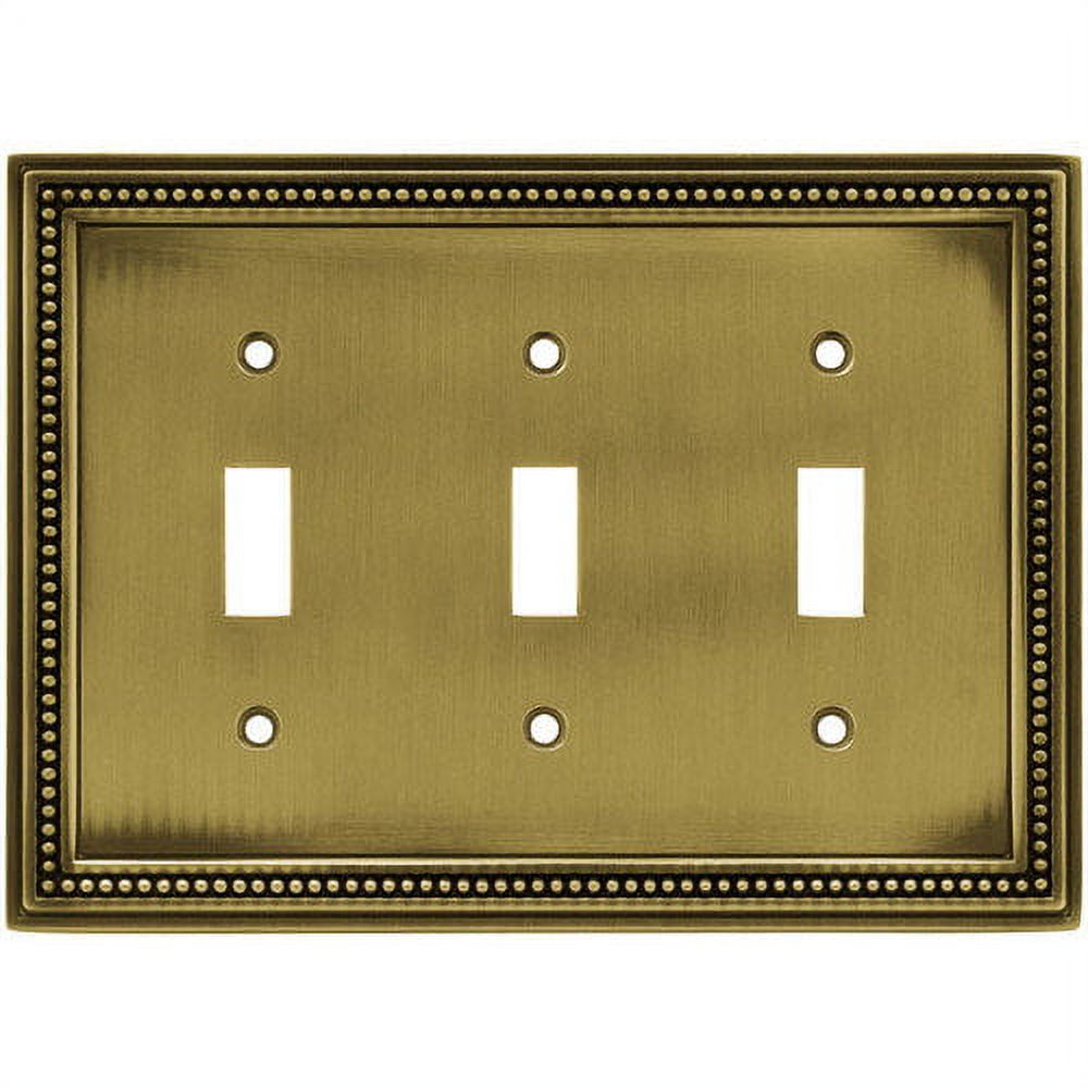 Brainerd 64737 Beaded Triple Toggle Switch Wall Plate / Switch Plate / Cover, Brushed Satin Pewter - image 3 of 3