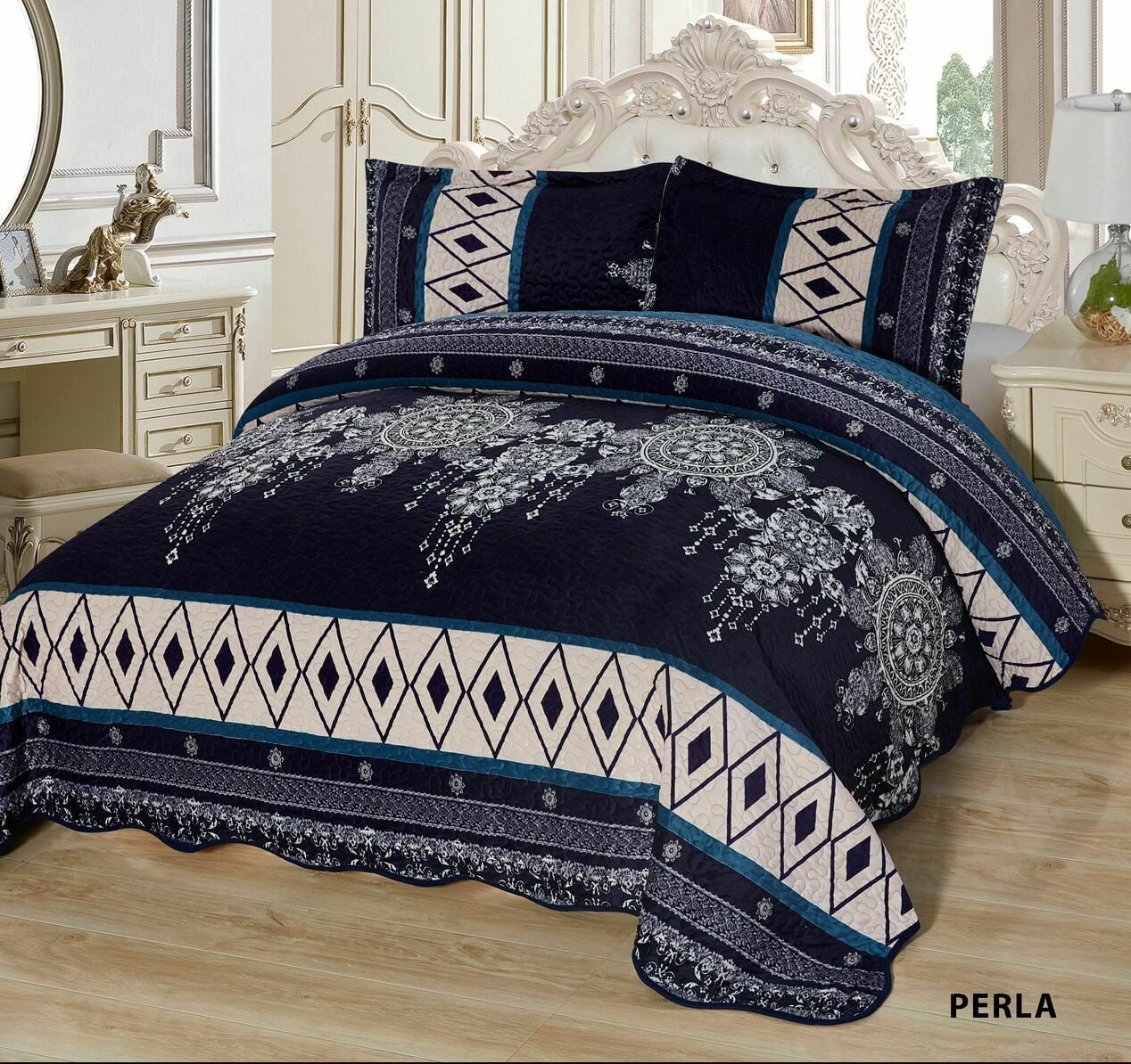 3Pcs Super Soft KING Quilted Reversible VELVET Bedspread Coverlet Set