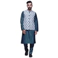 thumbnail image 1 of Atasi Solid Kurta Pajama & Printed Nehru Jacket Set For Mens Party Wear, 1 of 3