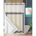 thumbnail image 2 of No Hook Shower Curtain with Snap in Liner, Chinese Style Pattern Khaki Background Hotel Shower Curtains for Bathroom, Washable Shower Curtain Liner Set with Mesh Top Window, 72"x72", 2 of 6