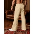 thumbnail image 6 of Inglocry Mens Linen Bell Bottom Pants Wide Leg Elastic Waist Drawstring Yoga Pants Summer Beach Lounge Trousers with Pockets Khaki S, 6 of 6