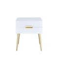thumbnail image 2 of Square End Table with Drawers, White & Gold, 2 of 4