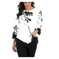 thumbnail image 2 of kayannuo Fall Clothes For Women Ladies New Printed Casual Top Loose Mid-length Long Sleeve T-shirt White, 2 of 5