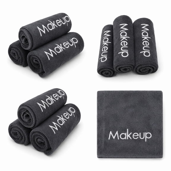 BlinkLLX 10 Pack Makeup Towels Gray Makeup Washcloths for Face Classic Soft Microfiber Remover Cloth 13x13 Inch Quick Dry Face Towels for Cleansing Hand