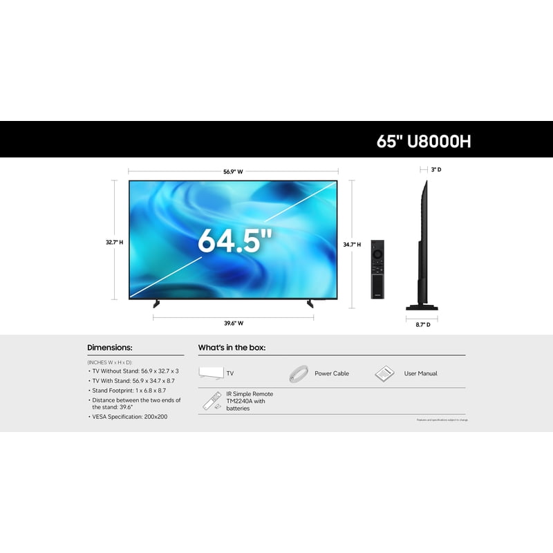 Samsung 65" Class U8000H Series Crystal UHD 4K UHD Samsung Vision AI Companion Smart Tizen TV 2026 - UN65U8000HFXZA gallery view
