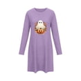 thumbnail image 5 of Edvintorg Night Shirts for Women Lightweight Sleep Dress Halloween Printed Sleepshirts Crew Neck Long Sleeve Loungewear Plus Size Purple M, 5 of 6