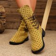 thumbnail image 5 of Willtoo Womens Polka Dot Lace Up Mid Calf Combat Boots, Back Zipper Round Toe Chunky Block Heel Boots, Non Slip Lug Sole Fashion Winter Boots, 5 of 6