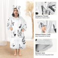 thumbnail image 4 of Wearable Blanket with Sleeves and Pocket Oversized Hooded Sweatshirt 3-14 YR Black and White Butterflies Pattern S, 4 of 7