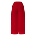 thumbnail image 5 of Lixiuxyad Women's Pants Women's Flowy Wide Leg Casual Pants High Waisted Elastic Waistband Lightweight Chiffon Comfortable Trousers With Pockets Red, 5 of 5