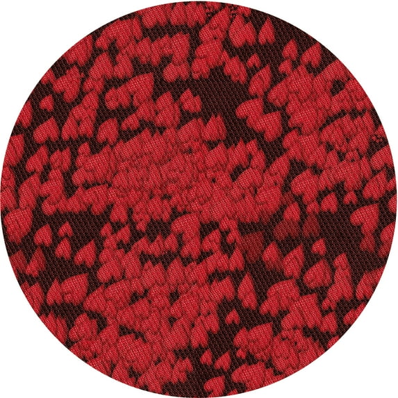 Ahgly Company Indoor Round Patterned Saffron Red Area Rugs, 8' Round