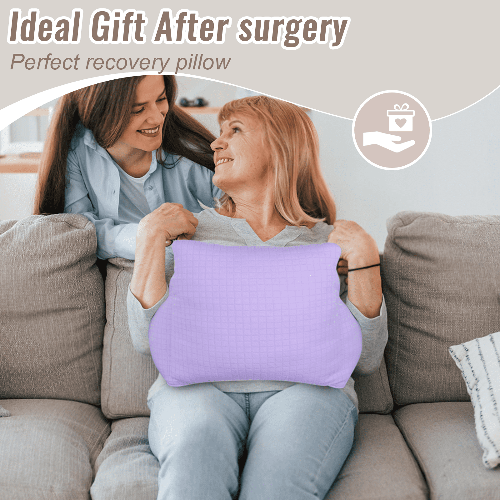 RoamReady Hysterectomy Recovery Pillow, Post Surgery Abdominal Cushion for C-Section Patients, Purple