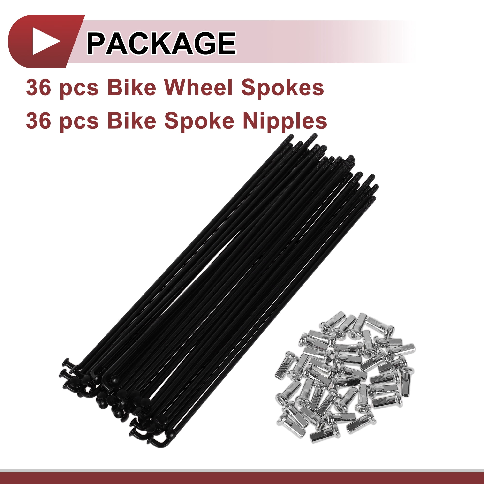Unique Bargains 36 Set 12G Bicycle Spokes 12G Bike Wheel Spokes 45 Steel Black-159mm