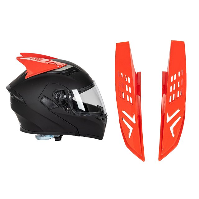 Casco de plástico Cuernos Punk Decorativo Elegante Accesorios à moto Decoración adhesiva fuerte Fácil de instalar - rojo