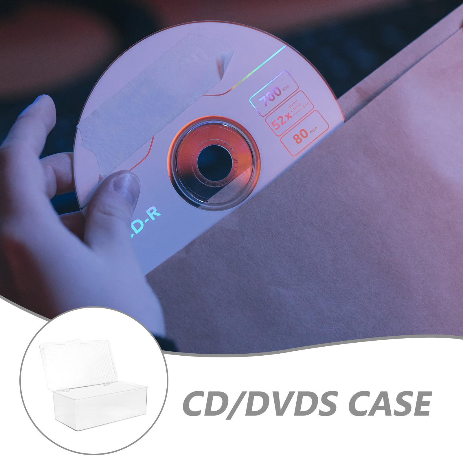 DVD Storage Box CD Storage Container DVD Holder Portable CD Storage Organizer with Lid