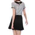 thumbnail image 4 of MODA NOVA Junior's Contrast Doll Collar Short Sleeve Tops Sheer Lace Top Gray L, 4 of 6